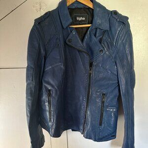 Tigha blue leather jacket size L